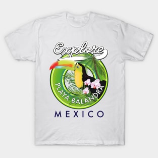 explore Playa Balandra mexico retro logo T-Shirt